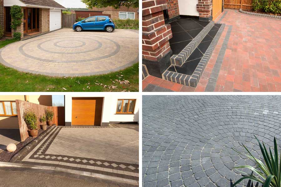 Examples of block paving designs and patterns on driveways